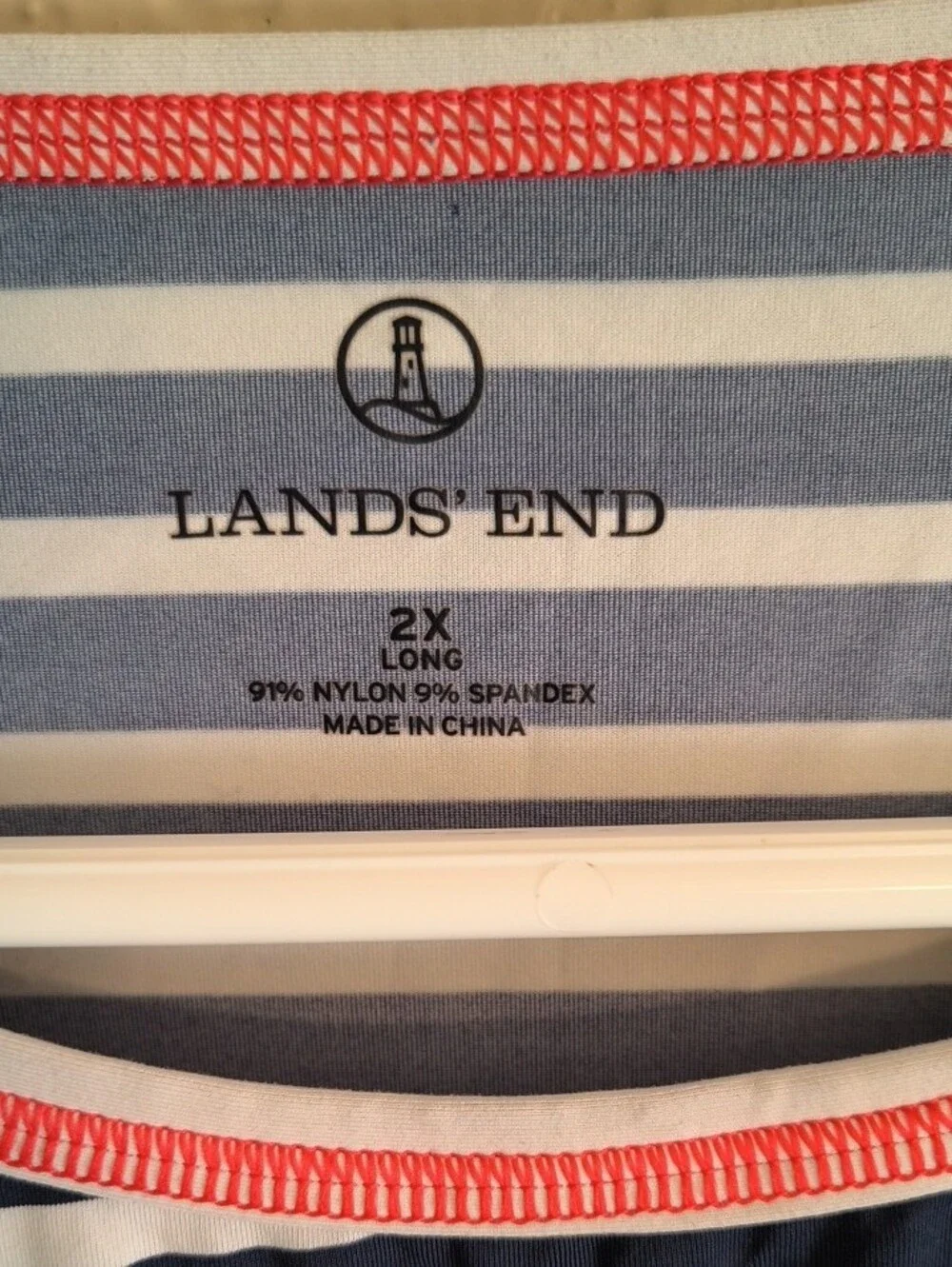 Lands End Nylon Spandex Striped Long Sleeve Top Women's Size 2X - Picture 2 of 6